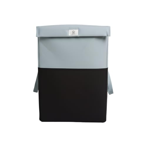 Image of 75L Foldable Laundry Basket with Lid | Large basket for Clothes, Toys | Freestanding & Collapsible Storage Hamper | Toy Storage | Washing cloth bin (Grey & Black)