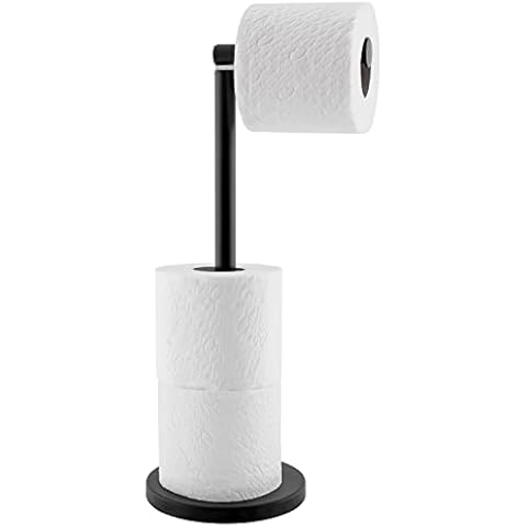 Tatkraft Nora Toilet Paper Stand Storage, Toilet Paper Roll Holder, Black, 15x42 cm Cover