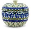 Polmedia Polish Pottery Apple Shaped Jar - Primrose Trellis Pattern Handmade in Boleslawiec Poland by Ceramika Artystyczna + Certificate of Authenticity