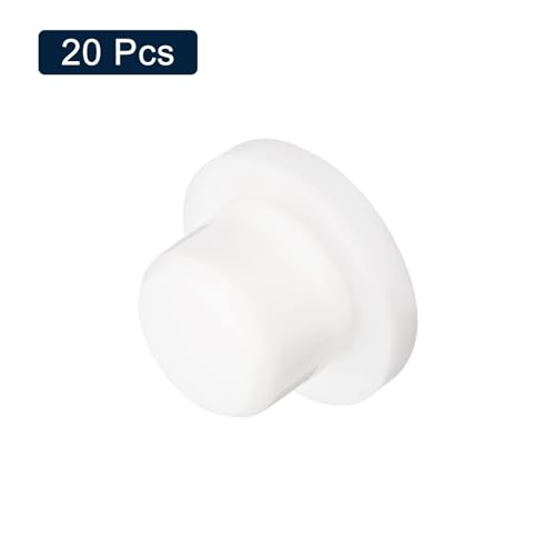Image of uxcell 20 Pieces White Rubber Stopper, S14 Waterproof Plug Holes for 14mm / 0.55 inch Hole