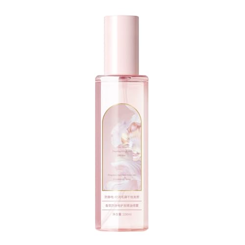 XJBD Anti-Static Hair Oil Spray with Sakura Fragrance - 100ml Lightweight Mist Frizz Control for Women, Smoothing Shine Enhancing, Hydrating Dry Damaged Hair, Long-Lasting Non-Greasy