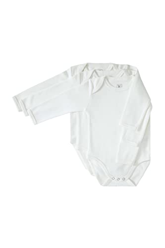 YENGAS Wickelbodies im 3er Set, 100% Bio Baumwolle (GOTS Zertifiziert), Hautfreundlich & Allergenfrei, Nickelfrei, Langarm Body, Babybody für Mädchen & Jungen, unisex, Kinderbody, Weiß