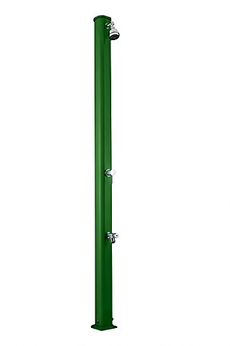 Solar ARKEMA A620/6016 Jolly S Turquoise Green RAL 6016 Linear Shower for Outdoor Areas of Aluminium with anti-corrosion Single-Lever Mixer Tap with Fussbr between Overhead Water Tank 22 Litres Height 228 cm