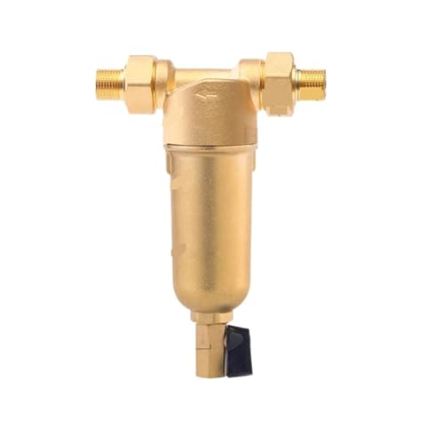 Backwash Prefilter Purifier System 40micron Stainless Steel Mesh Copper Cover Whole House Pre-Filter Under Sink Replacement(0.5 inch Loose Joint)