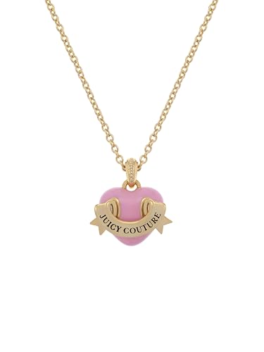 Juicy Couture Enamel Icon Heart Pendant Necklace for Women (Gold/Pink)