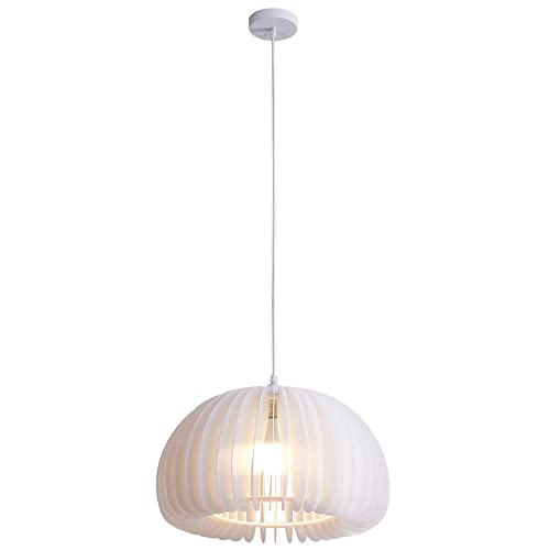Suspension LED E27 lustre citrouille rétro luminaire intérieur bois tilleul pour salon