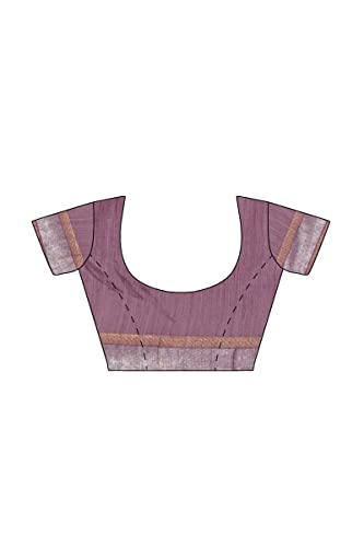 Image of Pothys Women's Lavender Linen Cotton Saree With Blouse Piece (A2964 Lavender)