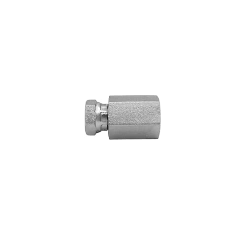 Image of (2-PACK) 1405-04-02 Hydraulic Hose Adapter Fitting 1 /4 inch Female (1 /4 inch-18NPTF)x1 /8 inch Female Swivel (1 /8 inch-27NPSM) Straight Pipe Connector Carbon Steel