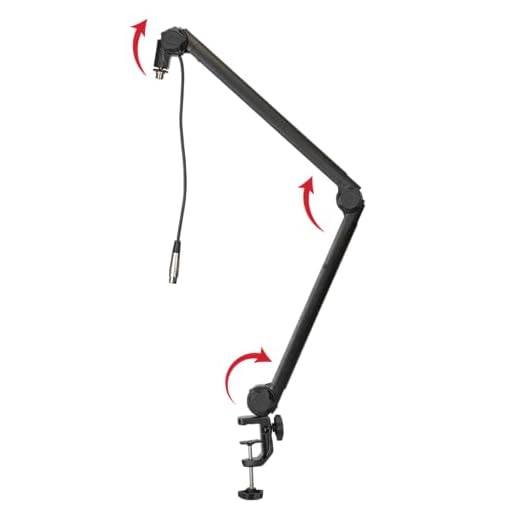 Gator Frameworks Deluxe Desk-Mounted Broadcast Microphone Boom Stand For Podcasts & Recording; Integrated XLR Cable (GFWBCBM3000)