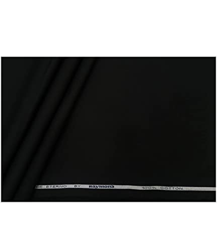Image of Raymond 100% Cotton Fabric (All Weather Fabric, Unstitched Premium Fabric, Solid, Less Wrinkles) (Black, 3.5 Meters for Kurta Pajama)