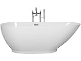 Stilvolle Acryl Badewanne oval freistehend weiß mit Überlauf 170 x 80 cm Guiana