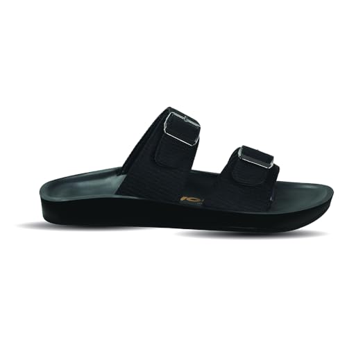 Image of Woccy Men's Double Strap Slide Slippers for Men | Comfortable Casual Flats with Buckle Closure | Slip-Resistant & Cushioned