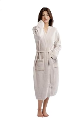 WESHIONGOO Women’s Robe Cozy Robes for Women Luxury Knit Bathrobe for Women Ultra-Soft Plush Robe, Lightweight Spa-Like Longwear (One Size, Taupe)