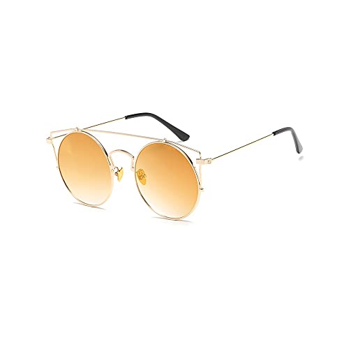 Lunettes de soleil hommes cercle rond miroir au cadre métallique affiné