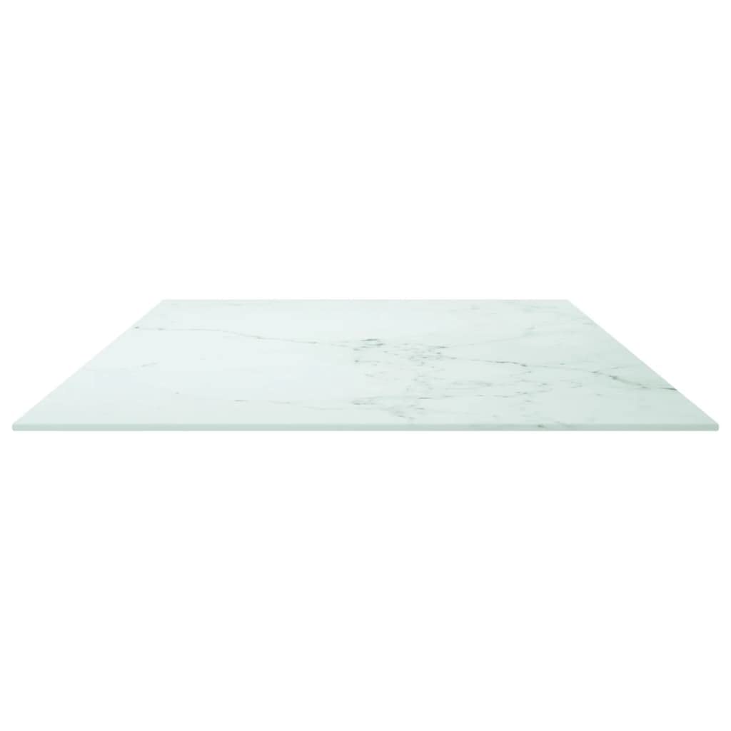 Dessus de Table 120x65 cm Verre Trempé avec Design Marbre Blanc Plateau de Table Rectangulaire Durable Plateau Bureau pour Salle à Manger Restaurants Mariages Cafés Barbecues Fêtes