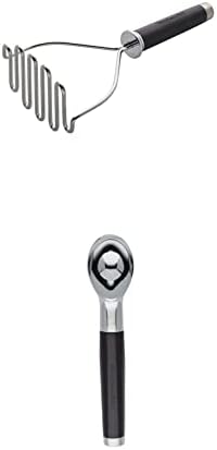 KitchenAid Gourmet Stainless Steel Wire Masher, 10.24-Inch, Black & KitchenAid Classic Ice Cream Scoop, One Size, Black 2 image 2