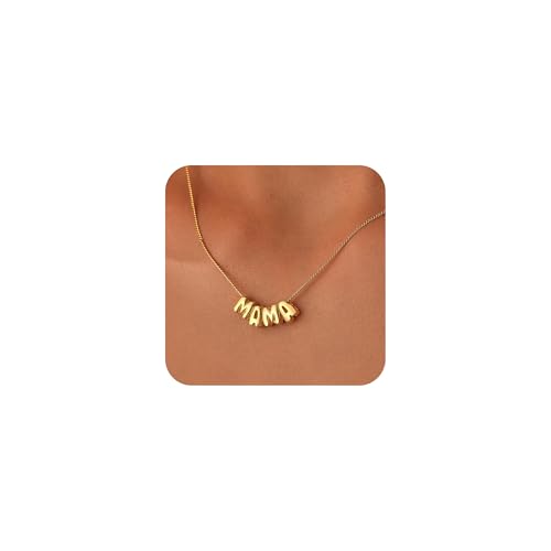 SLOONG Mama Necklace Letter Necklace 18K Gold Plated Dainty Mother and Daughter Matching Gift for New Mom Boyfriends Mom Women Mother's Day Mama Gifts