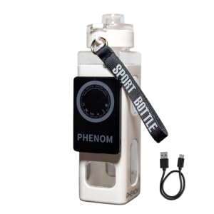 PHENOM Smart Water Bottle, botella deportiva de 30 oz con cargador para teléfono de 5000 mAh, compatible con iOS/Android (Blanco)