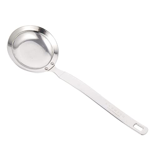OUNONA Stainless Steel Fat Filter Spoon Multi Function Mesh Strainer for Grease Oil Ergonomic Handle for Easy Holding for Home Kitchen Restaurant Cooking