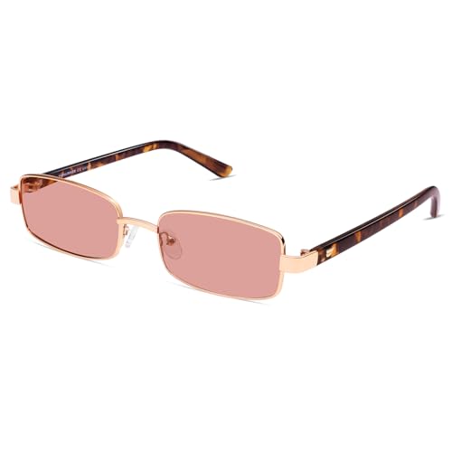 Image of VANLINKER Retro Rectangle Polarized Sunglasses for Women Men Small 90s Vintage Trendy Slim Narrow Rectangular Frame VL9684
