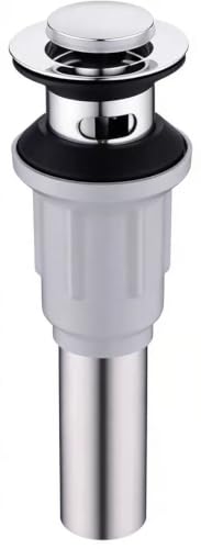 DennieNova Chrome Pop Up Drain Stopper with Overflow, Stainless Steel Basin Sink Click Clack Waste Plug