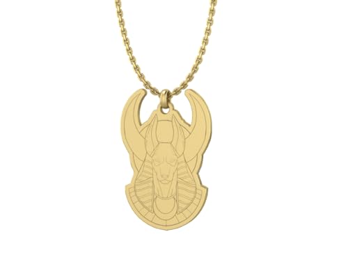 14K Yellow Gold Anubis Pendant Necklace with Comfortable Chain | Egyptian God Jewelry Elegant Design | Gold Pendant for Daily Wear