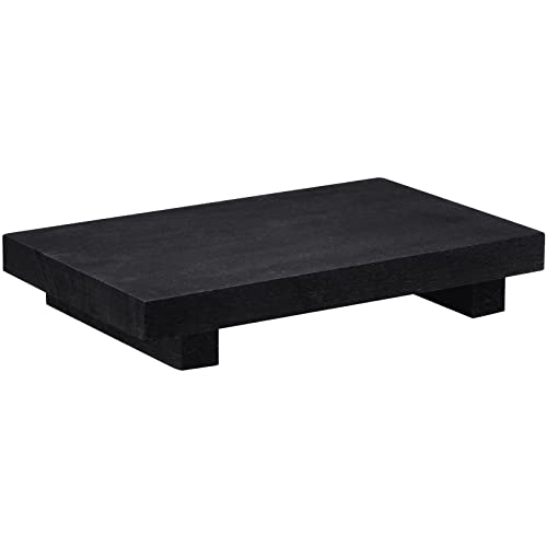 Nuogo Wood Riser Tray Soap, Stand Soap Tray for Kitchen Sink, Wood Pedestal for Kitchen Counter Sink Stand Decorative Rustic Bathroom Dishes Plant Bottles Candles Display(9 x 6 Inch,Black)