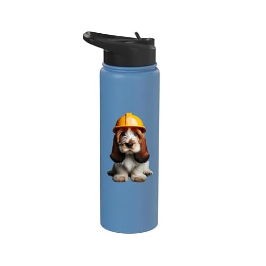 Petit Basset Griffon Vendéen Dog Yellow Hard Hat Helmet Crew Stainless Steel Insulated Water Bottle