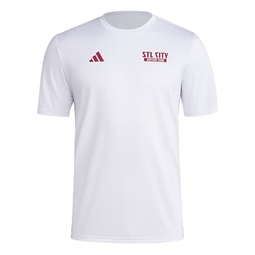 adidas Mens St. Louis City SC Pre-Game Short Sleeve Soccer T-Shirt White/St. Louis City Sc Large