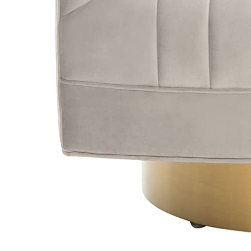 Safavieh Couture Home Collection Josephine Velvet Upholstered Swivel Barrel Living Room Vanity Bedroom Accent Chair (Fully Assembled) Sfv4726B, Pale Taupe/Gold #TOP7