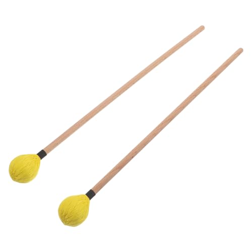 Beaupretty Maillets de Percussion pour Xylophone et Marimba Paire de Baguettes Intermédiaires à Manche en Bois D’Érable Tête en Laine Jaune Souple Accessoires pour Musiciens et Concerts