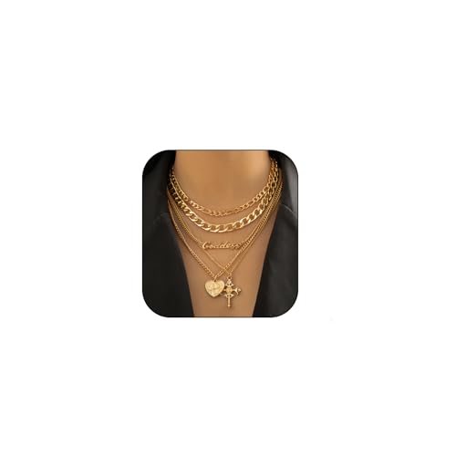 CSIYANJRY99 Layered Gold Necklaces for Women Chunky Gold Necklace Stack Layered Cuban Paperclip Snake Chain Necklace Retro Coin Dainty Pendant Toggle Clasp Necklace