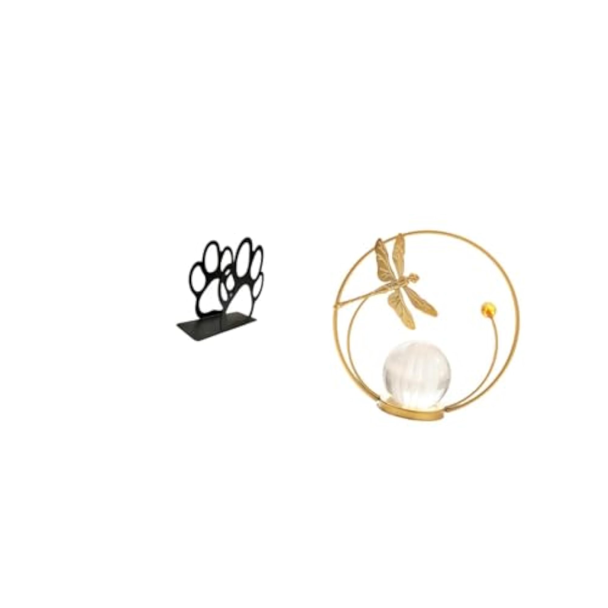 Chic Dog Paw Crystal Ball Tissue Organizer Metal Sculpture