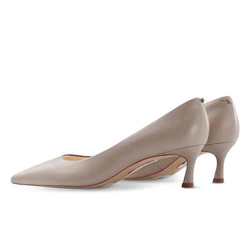 7or9 Nude Heels for Women Comfortable Women’s Pumps Breathable Lambskin White Heels Closed Toe Dressy Prom Heels 2"4