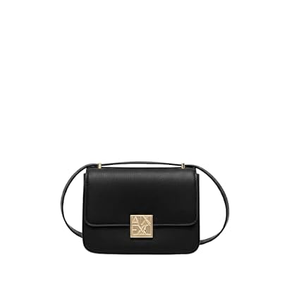 Armani Exchange Borsa a tracolla da donna, con logo dorato, colore: nero