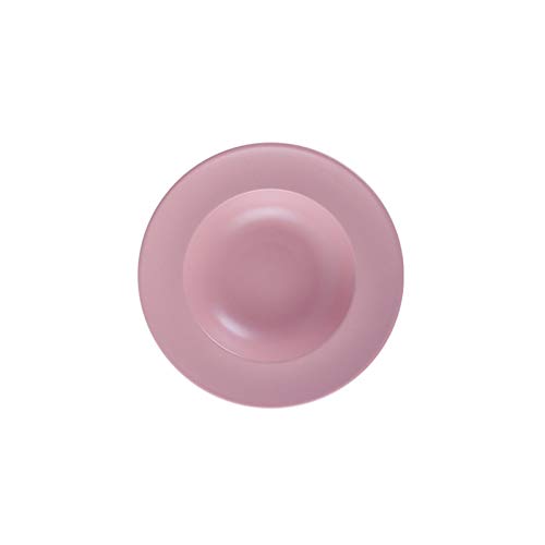 Nordic Color Glaze Soup Plate, Simple And Creative Home Pasta Salad Deep Soup Plate, Western Ceramic Tableware Dessert Cake Solid Color Straw Hat Plate,Pink,235Cm #TOP10