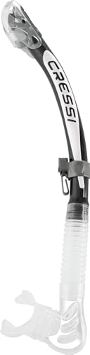 Cressi Alpha Ultra Dry Snorkel Transparent/Black/White - Tubo Seco para Buceo, Apnea y Snorkel, Transparente/Negro/Blanco, Talla Única Unisex