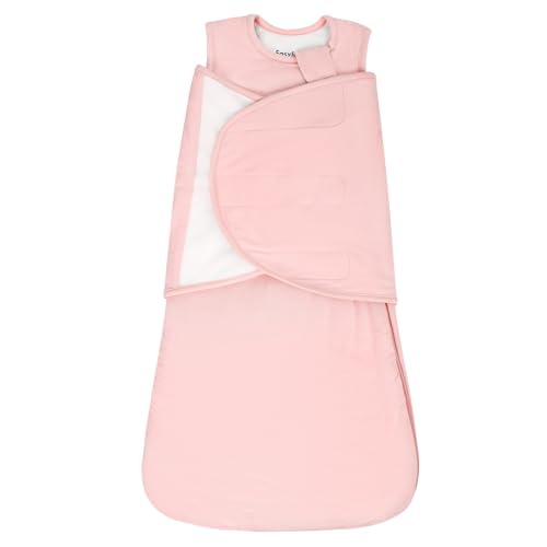 EasyFi Baby Sleep Sack Swaddle 1.0 TOG Rayon Made from Bamboo Infant Sleep Sack 3-6 Months, 4-Way Adjustable Transitional Swaddle with Removable Wings, 2-Way Zipper Unisex Wearable Blanket