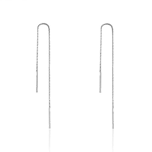 1 Paire de Boucles d'oreilles pour femmes filles en Argent Sterling 925 Longue Coeur Drop Dangle Gland Boucle D'oreille Minimaliste Chaîne Boucles d'Oreilles...