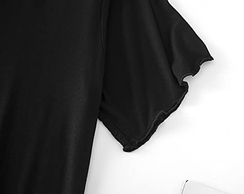 Image of CHUNG Women Nightgown Loose Fit NightShirt Front Open Button Down Pajamas Nightdress Short Sleeve Sleepwear Under Knee Gown