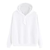 Amlaiworld Sweatshirts Damen einfarbig Langarmshirt warm Mode Herbst Pulli Freizeit M?dchen locker elegant Sweatshirt Tops Sport Outdoor Pullover (L, Weiß)