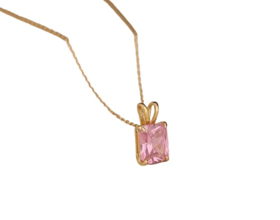 Collier quartz rose véritable et pendentif argent doré 925