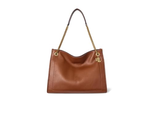Lauren Ralph Lauren Pebbled Leather Large Bradley Tote Tan