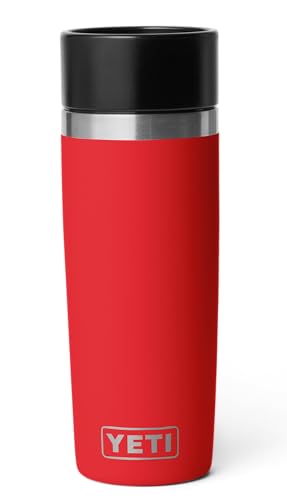 YETI Rambler 16 oz (473 ml) Travel Bottle with 100% Leakproof Hotshot Commuter Cap, Vacuum Insulated Stainless Steel Coffee Flask for Travel & Commute, Rescue Red