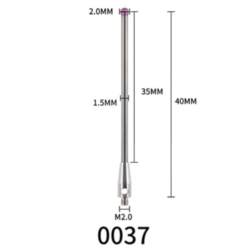 Image of CMM Probe Touch Stylus Ruby Ball M2 Thread Ball 2.0mm L40mm A-5003-0037 Use for tp20 tp200 Module PS58R 2BY40MM