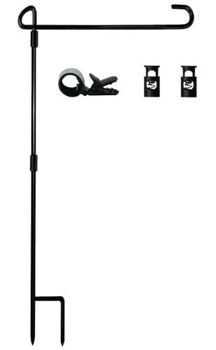 Garden Flag Stand-Holder-Pole with Flag Stopper and Clip Waterproof Powder-Coated Paint for House Flags Decorative Yard Seasonal Flags