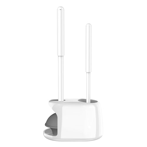 SetSail Toilet Brush and Plunger Set, Semi-HiddenToilet Plungers for Bathroom Heavy Duty Toilet Bowl Brush and Holder Hidden Toilet Plunger and Brush Set for Deeply Cleaning - White