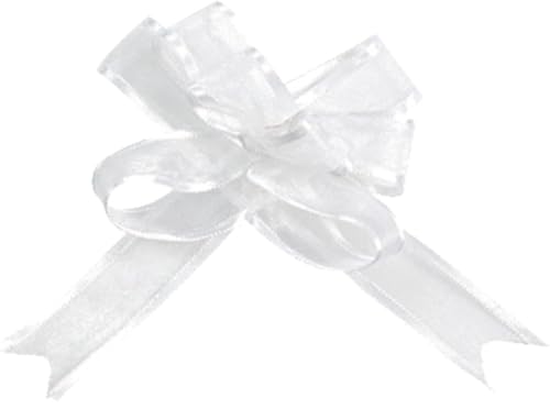 Artificielles.com - Noeuds Automatiques x5 en Organdi Blanc largeur 16mm diametre 5 cm TOP - couleur: Blanc neige 100