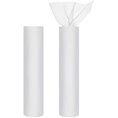 Handi Stitch White Fabric Tulle Rolls (2 Pack) - 30cm x 25m per Spool - Polyester Tulle Roll Netting for Birthday Parties, Gift Wrapping, Weddings, Decorations, Crafts, Bows, Tutu Skirts, Costumes Cover