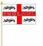 Fahne aus Polyesterstoff Stockfahne England 4 Löwen St. George Kreuz Gr. ca. 30x45 cm mit Stock - FRIP –Versand®